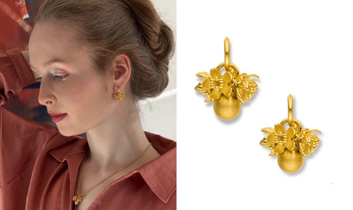 Doll Up Sister Ohrschmuck Kollektion – AMALA Model trägt AMALA Schmuck von Doll Up Sister